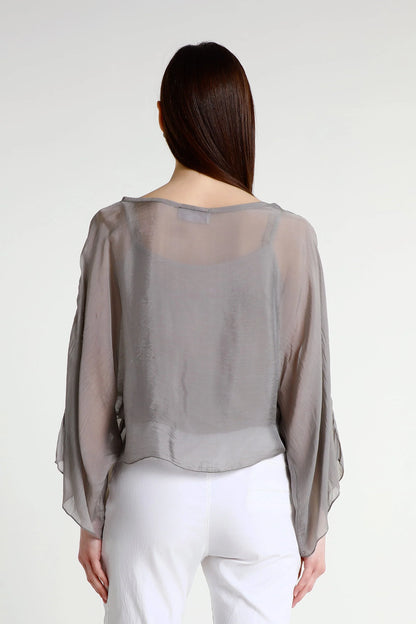 Sofita Cropped Silk Caftan Taupe