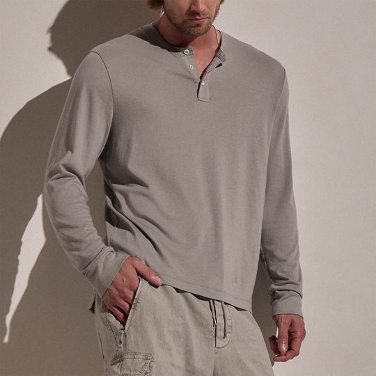 Jersey Long Sleeve Henley Stone