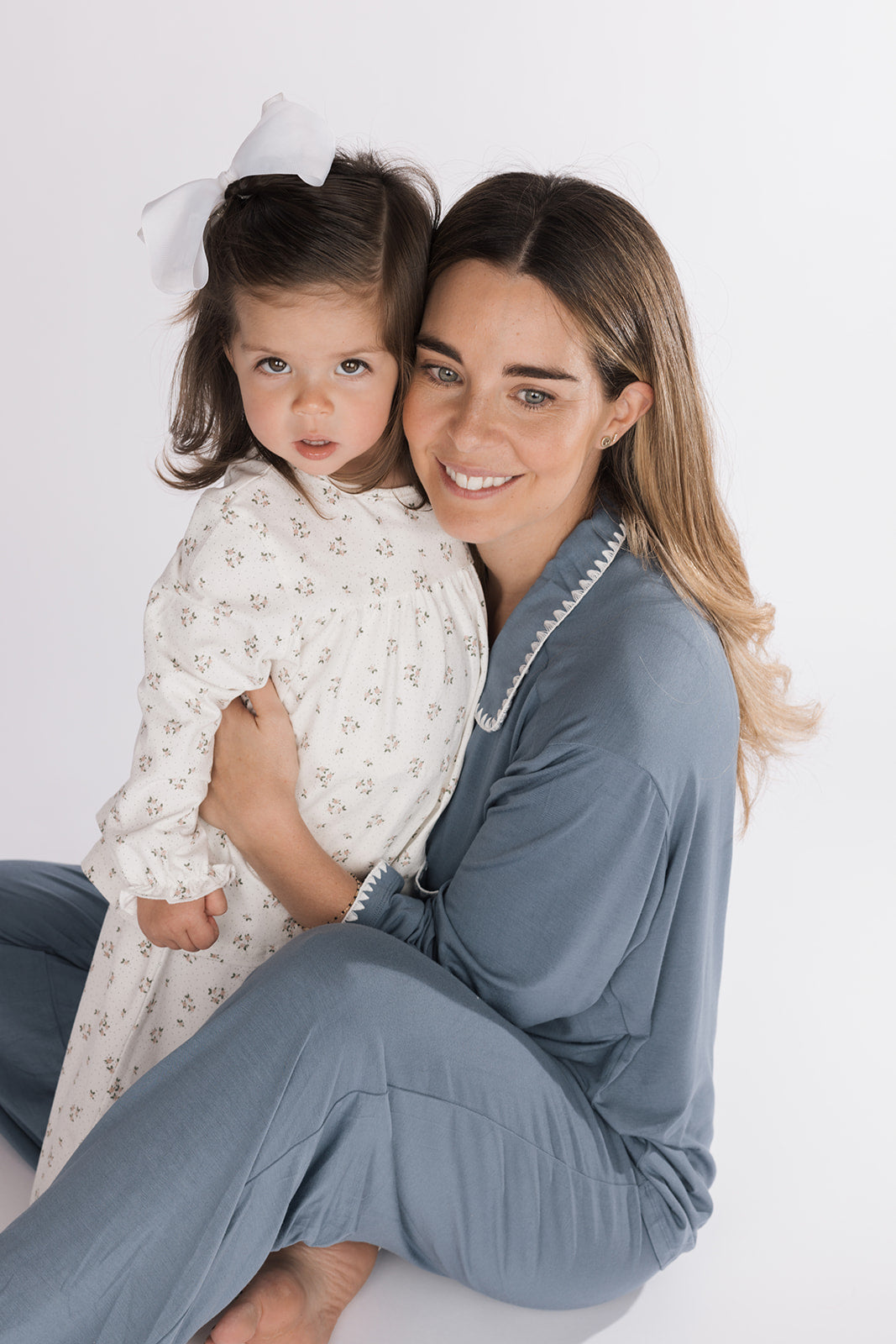 Whip Stitch Long Pj Set Coastal Blue