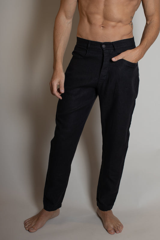 Cham Linen Pants Black