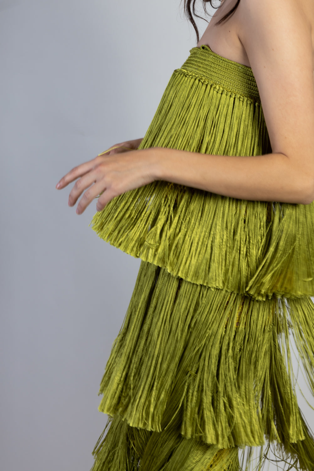 Angelica Fringed Dress Antique Moss