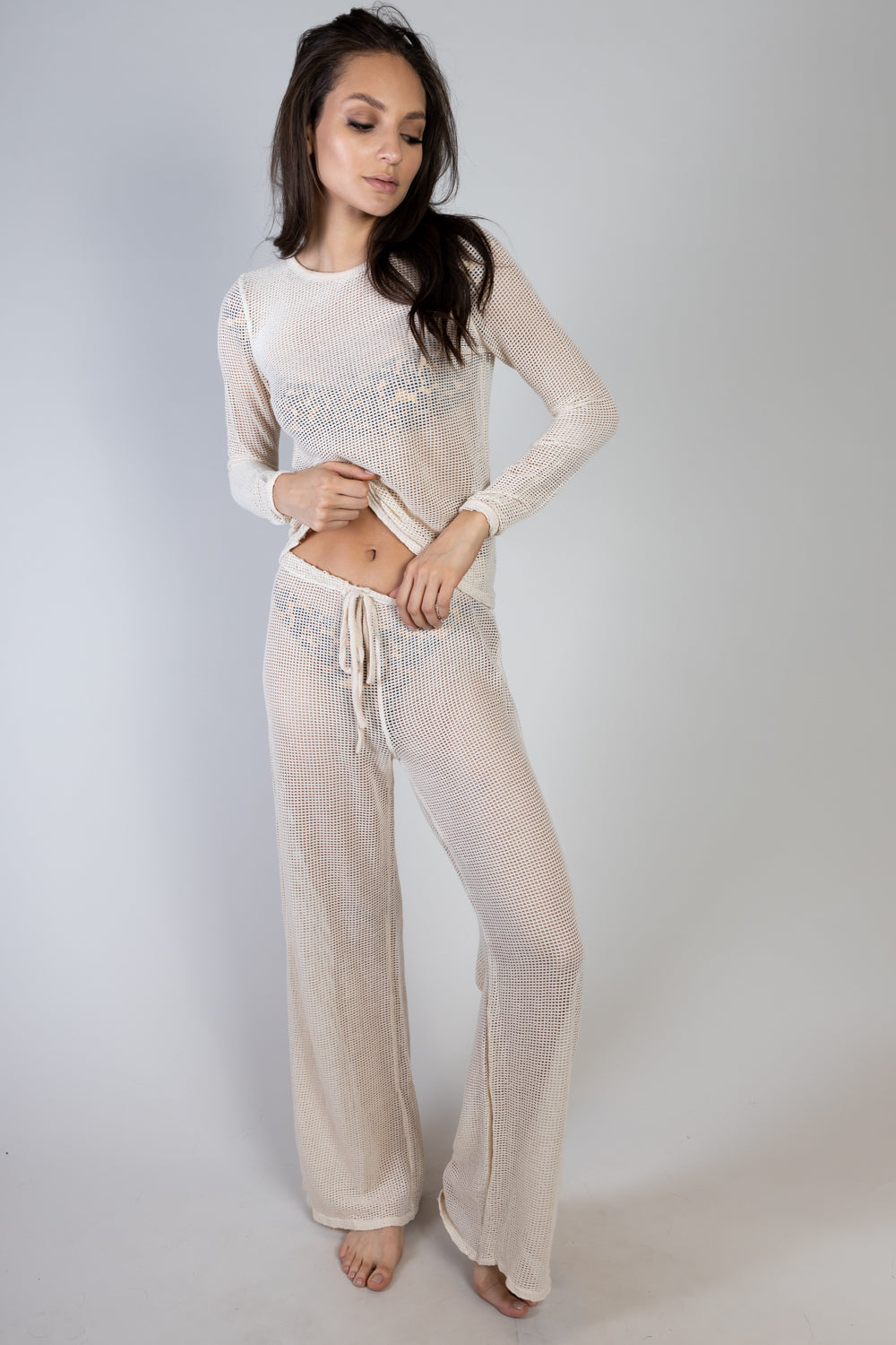 Mesh Long Set Beige