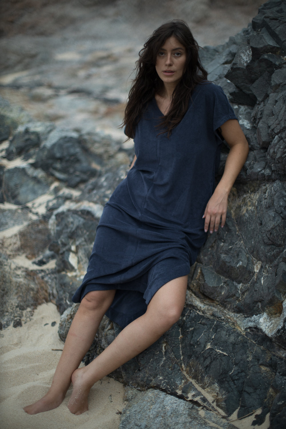 Indigo Cozy Terry Caftan