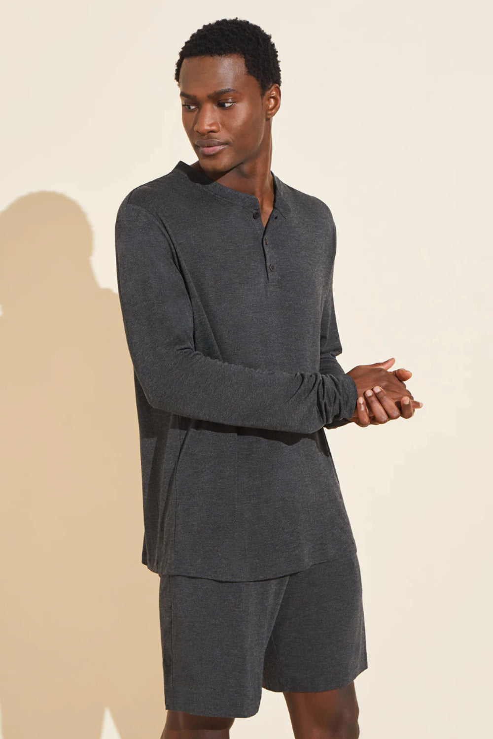 Henry Long Sleeve & Short PJ Set Grey