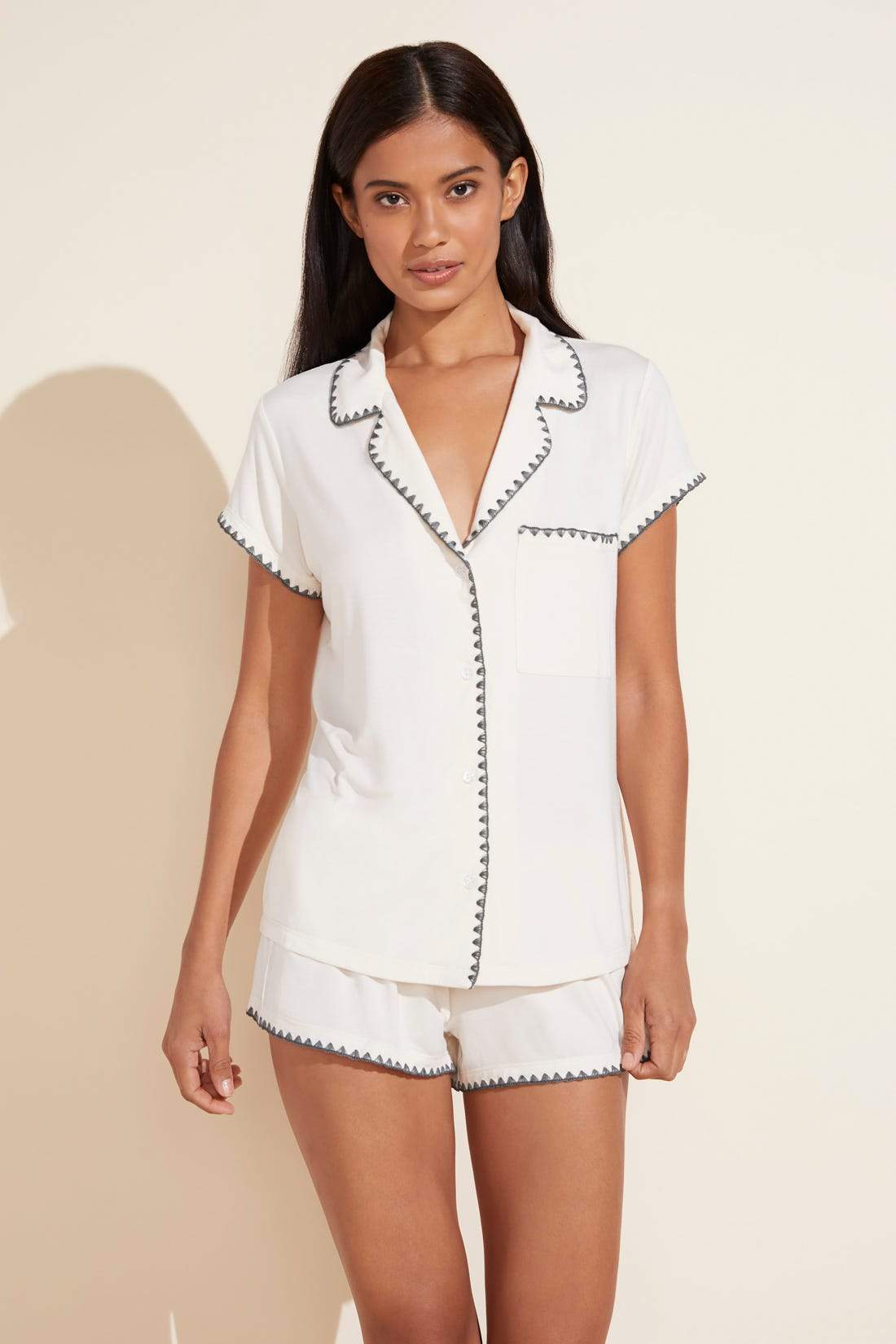 Frida Bone/Kelp Short pj Set
