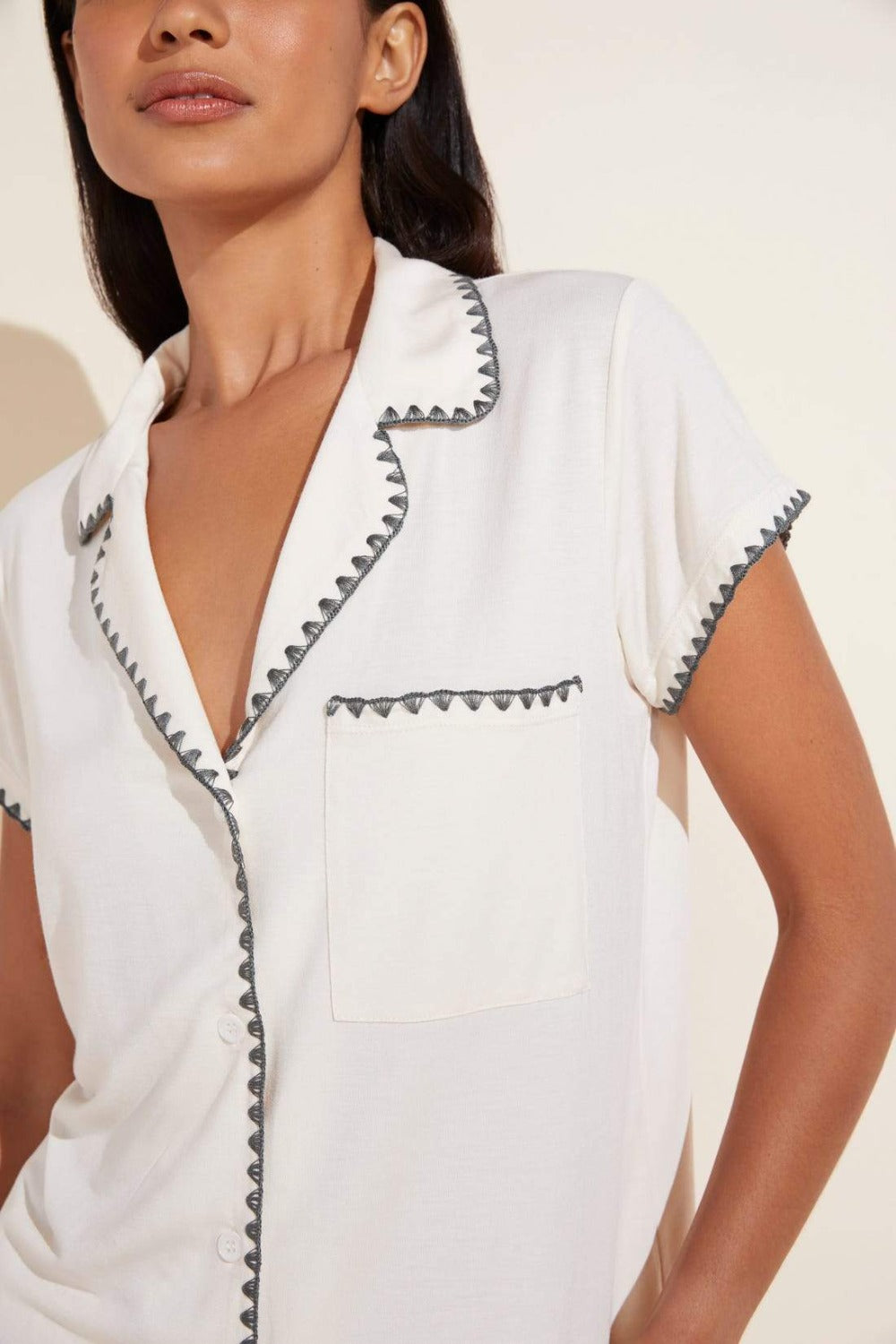 Frida Bone/Kelp Short pj Set