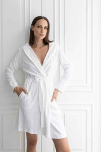 Organic Cotton Micro Terry Robe White