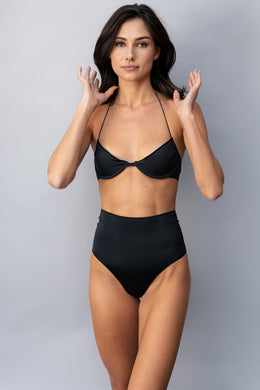Balconette High Waisted Black Bikini