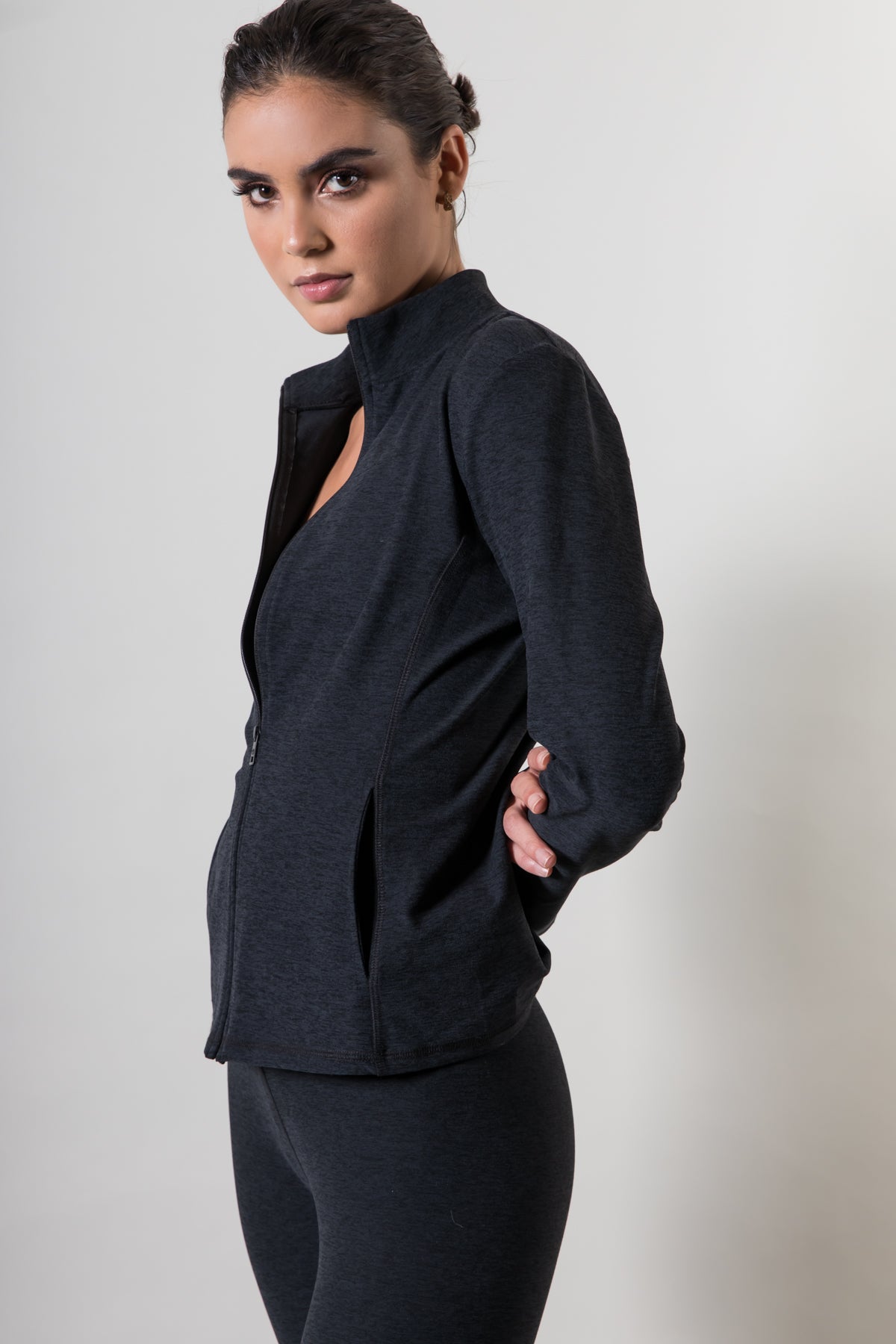 Mock Neck Jacket Black