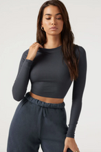Cropped Crew Long Sleeve Grey