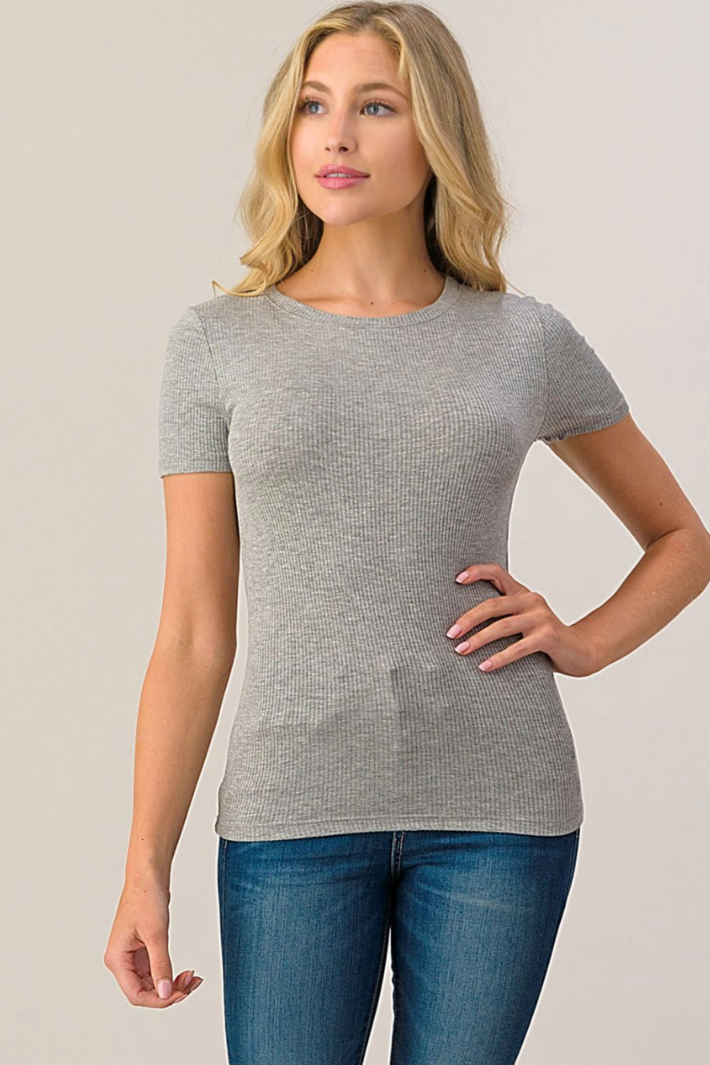 Short Sleeve Ribbed Tee
