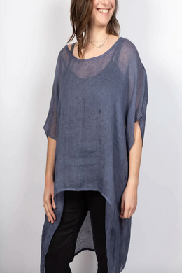 Paloma Linen Top Navy