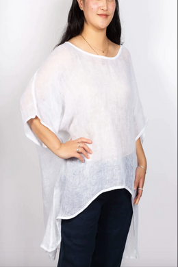 Paloma Linen Top White