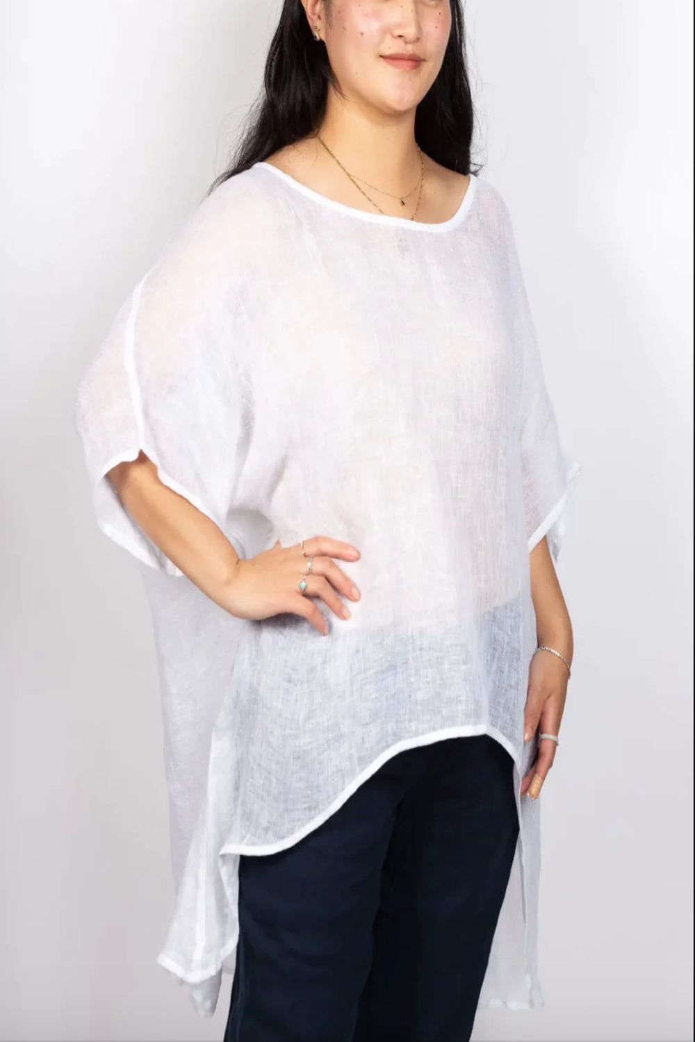 Paloma Linen Top White